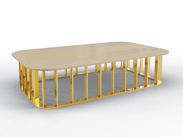 TRITON - Low rectangular metal coffee table and marble top by BRUNO ZAMPA - view 3